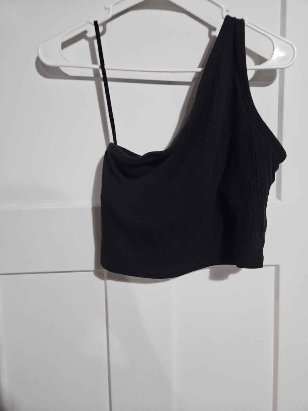 PINK Victoria's Secret Black One-Shoulder Crop Top